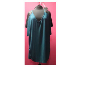 French Laundry Plus Size 22/24 Green Ruched Faux Leather Sleeve Tunic Top